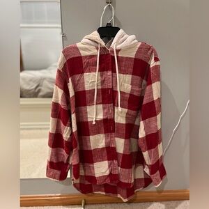 American Eagle Women’s Flannel Hoodie Size XL